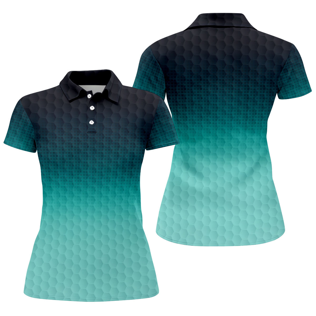 Turquoise Gradient Golf Ball Pattern Hawaiian Golf Shirt, Golf Shirt For Women