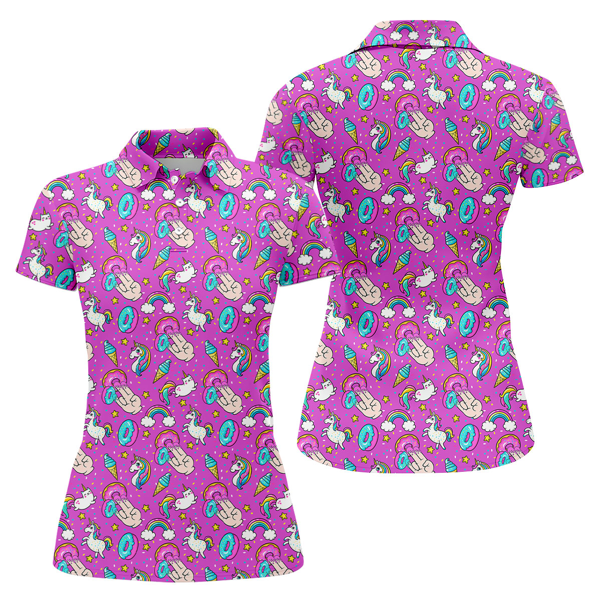 Funny Donut Fingers Pink Adult Humor Women Golf Shirts, Ladies Golf Shirt, Valentines Golf Gift