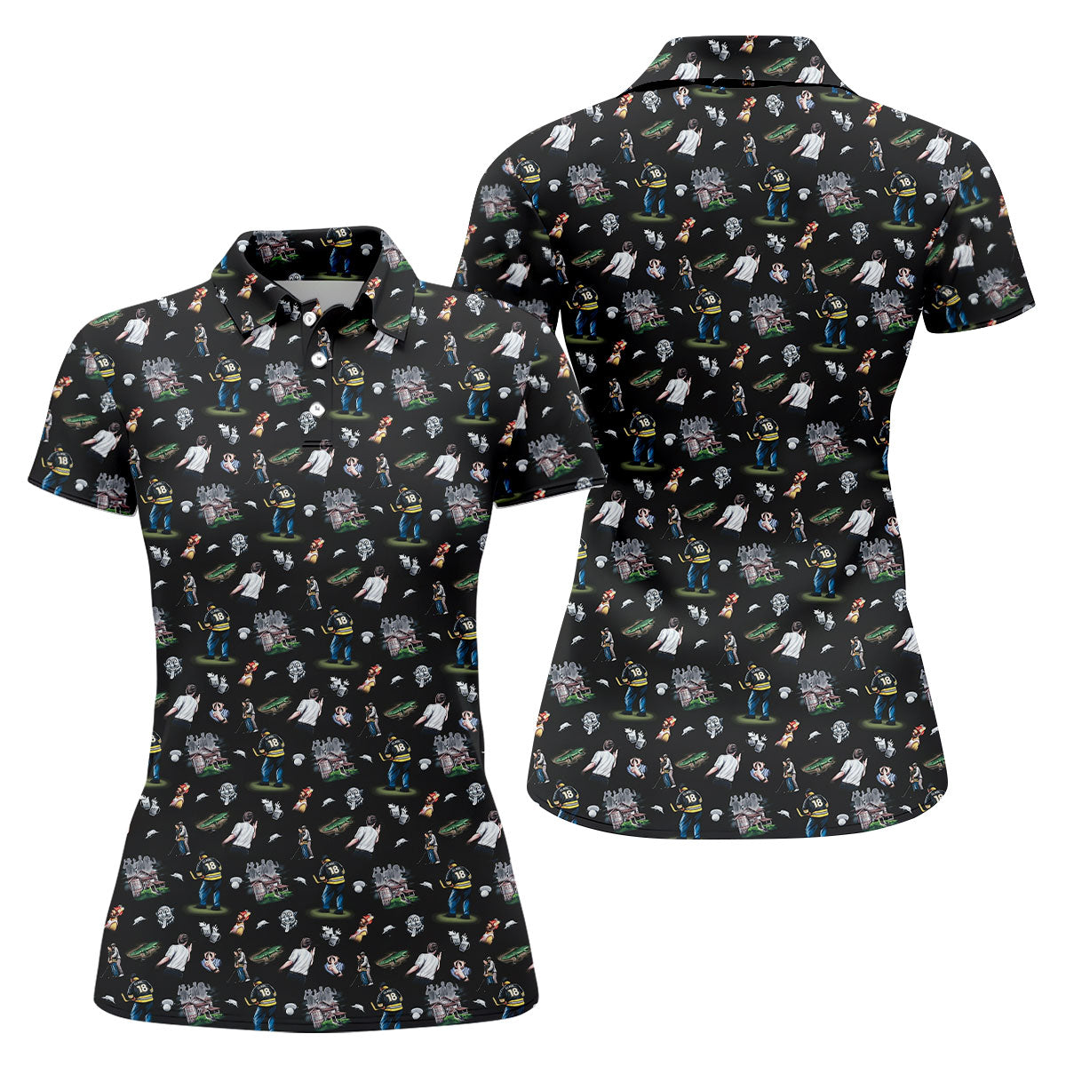 30th Anniversary Sport Movie Character Iconic Moments Black Golf Shirt, Fun Women's Golf Shirts, Ladies Golf Shirt