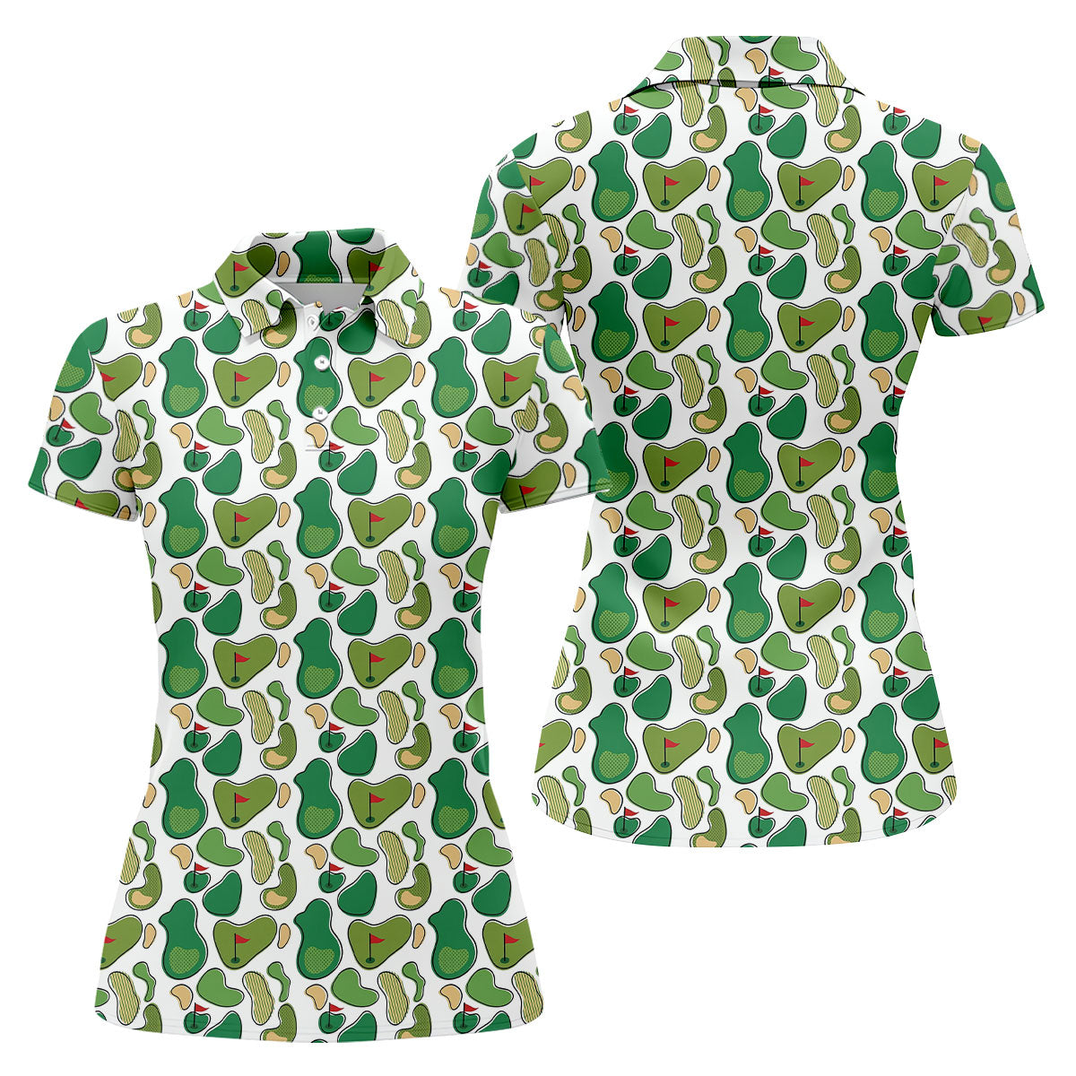 Mini Golf Course Seamless Pattern Women's Golf Tops, Performance Golf Polos, Ladies Golf Shirts