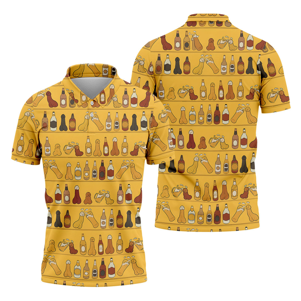 Funny Adult Party Bottle Pattern Golf Shirt, Polo Shirts For Men, Mens Golf Apparel