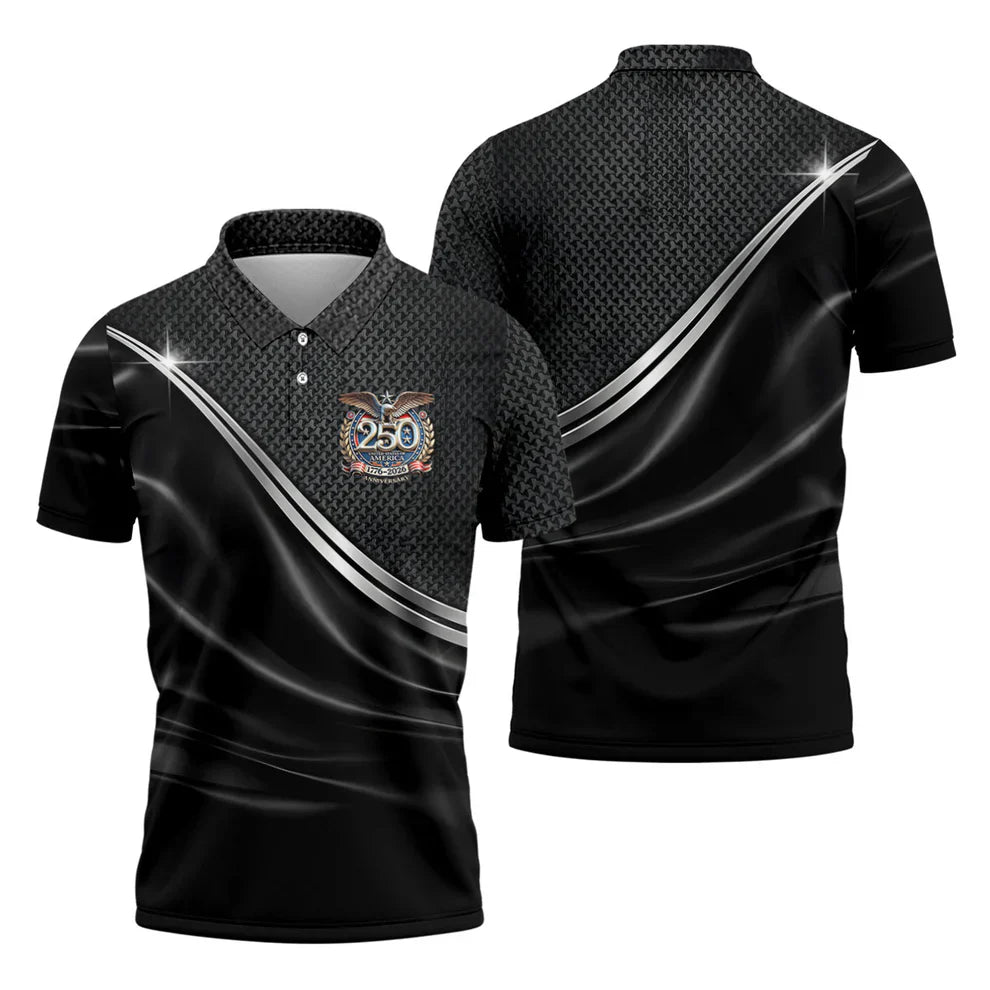 United States 250th Anniversary 4th Of July Golf Shirt, Patriotic Golf Shirt, Satin Print Golf Shirts For Men