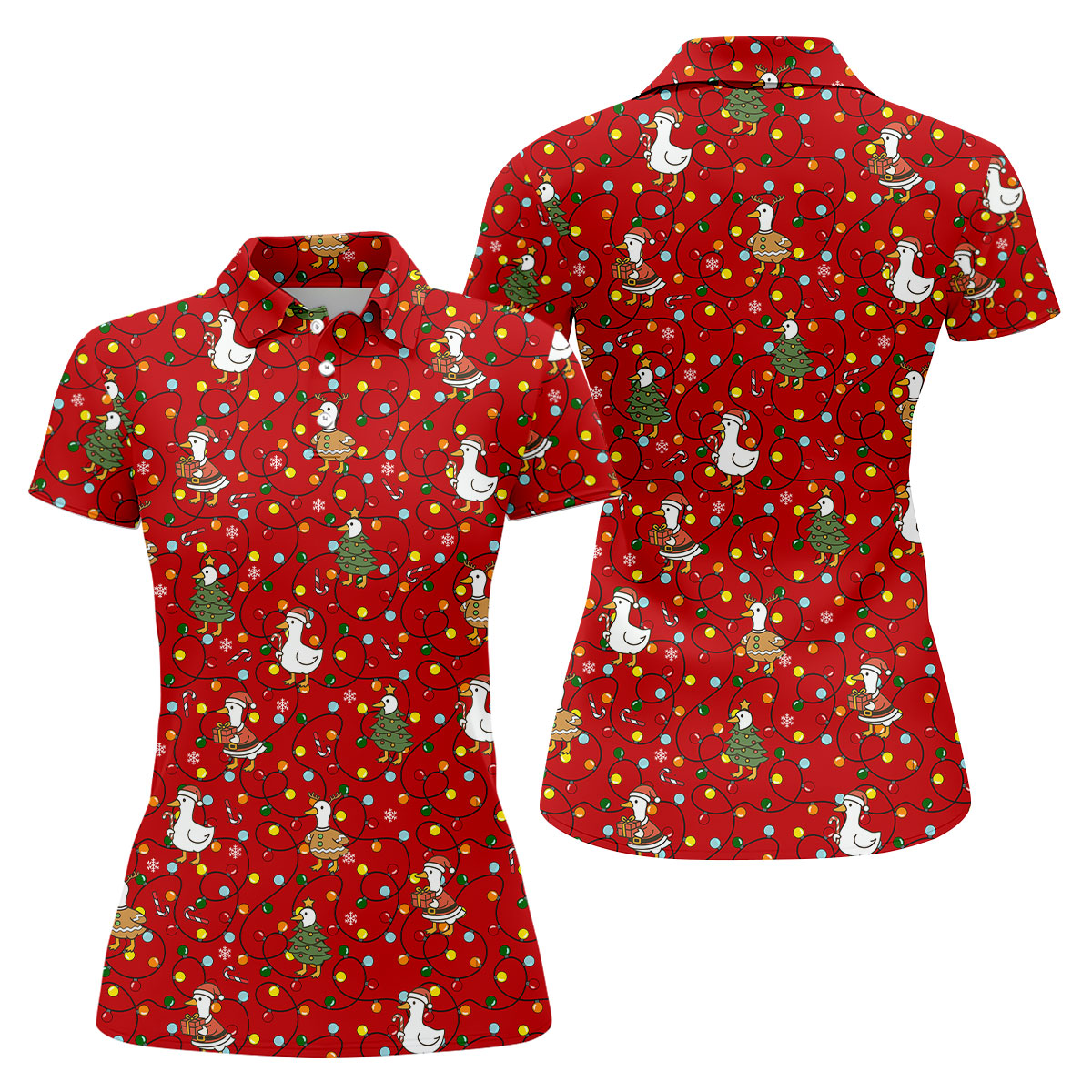 Funny Duck Merry Xmas Red Golf Shirts, Christmas Golf Shirt, Golf Gifts For Women, Fun Golf Shirt