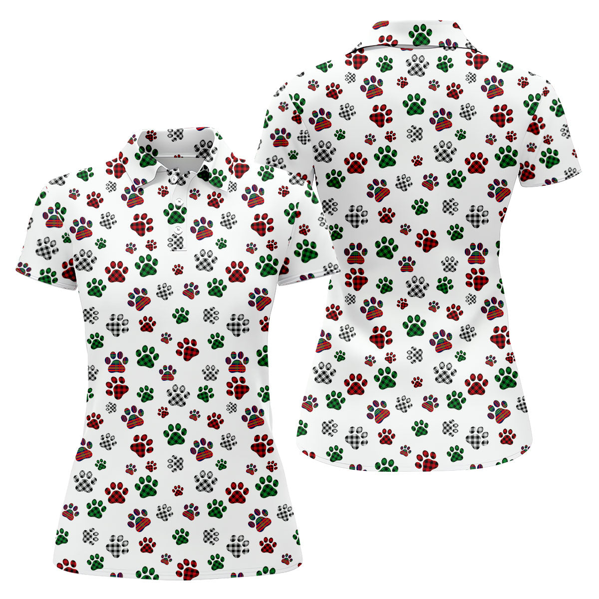 A Heartbeat At My Feet Paw Print Polo ShirtLover Gift, Ladies Golf Shirts, Golf Gifts For Women