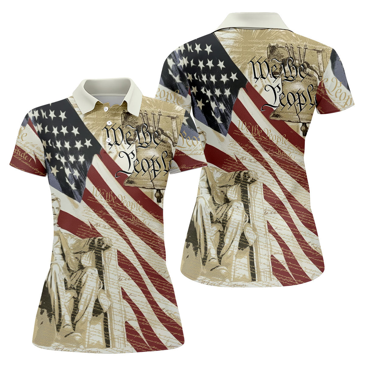 We The People American Flag 4th Of July Patriotic Golf Shirt, 250th Anniversary Women's Golf Tops