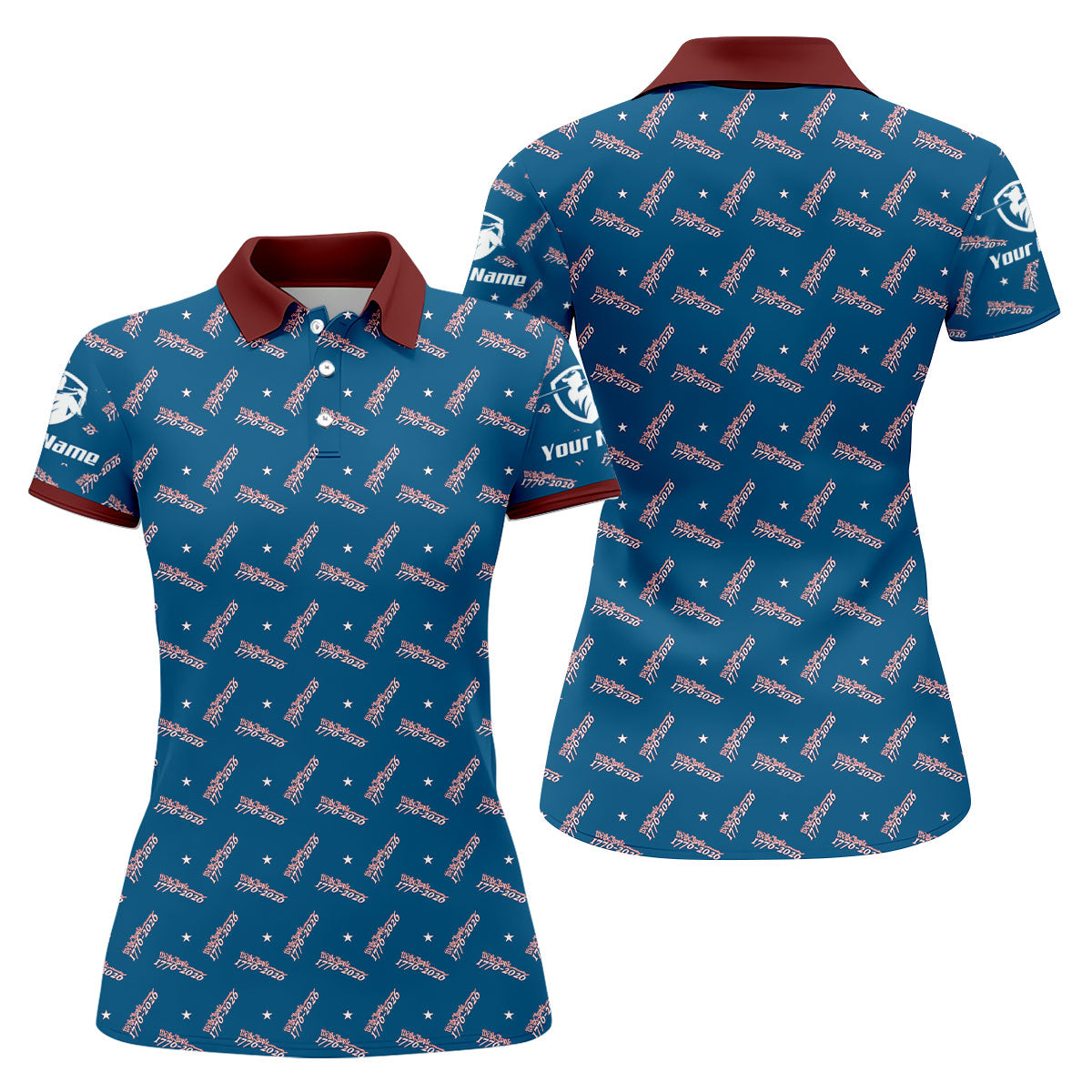 We The People 1776-2026 Navy Golf Shirt, 250th Anniversary Patriotic Golf Shirt, Women's Golf Tops, Ladies Golf Polos