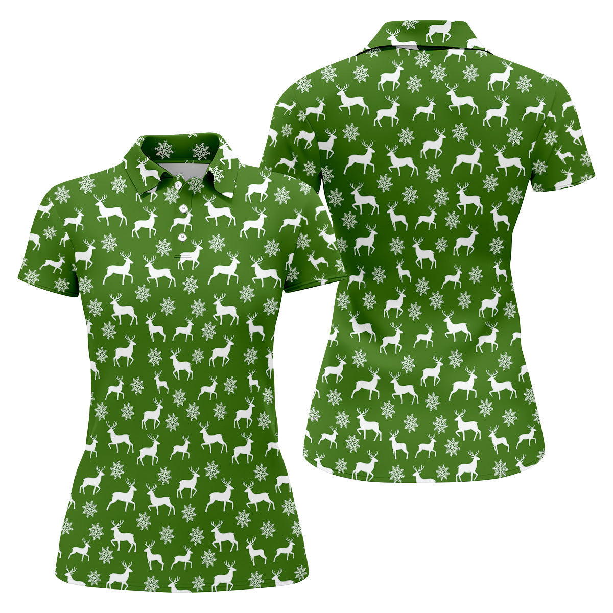 Reindeer Christmas Green Golf Shirt, Christmas Golf Shirt, Golf Shirt For Women, Ladies Golf Polos