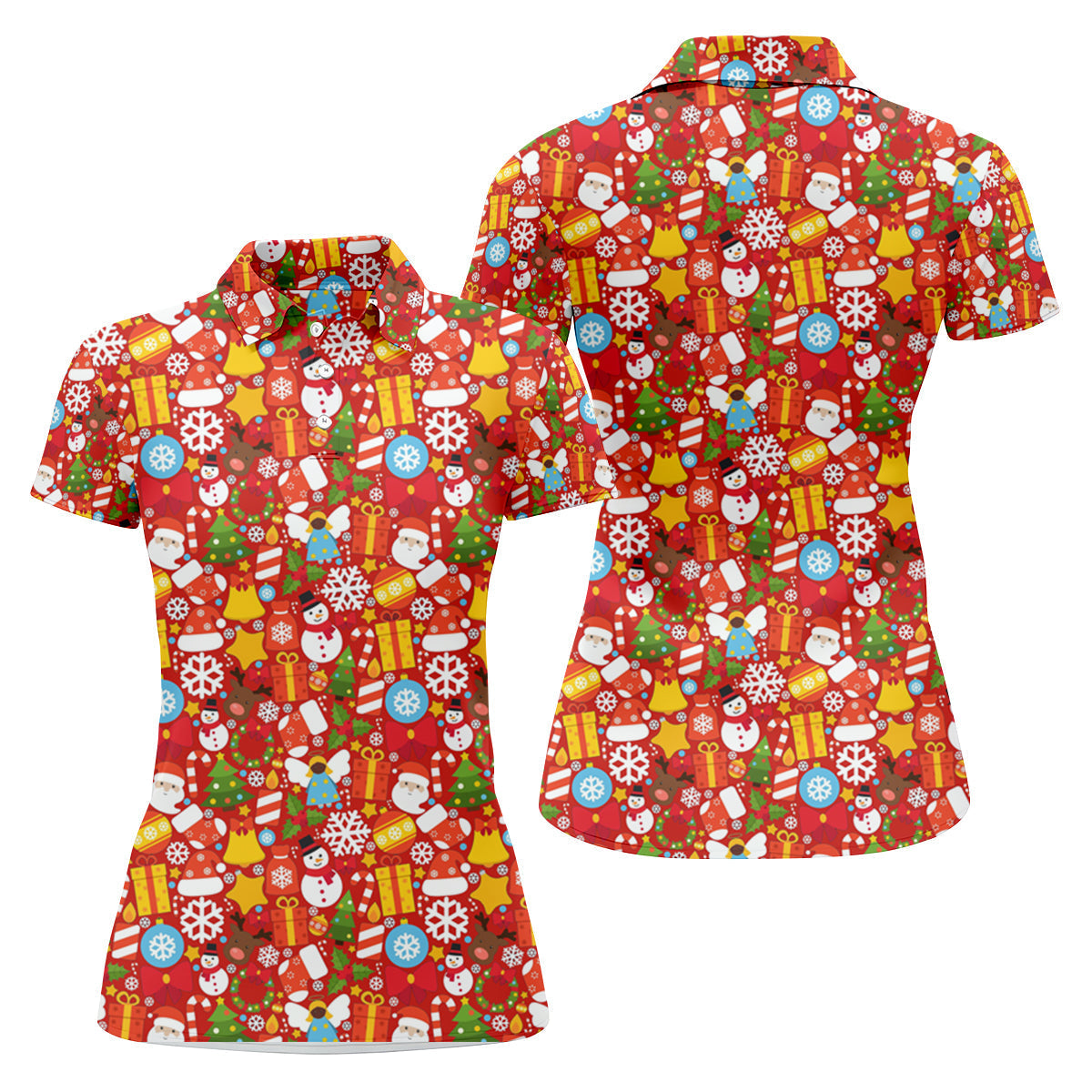 Festive Christmas Red Golf Shirt, Christmas Golf Shirt, Ladies Golf Shirts, Golf Gifts For Women, Golfing Apparel