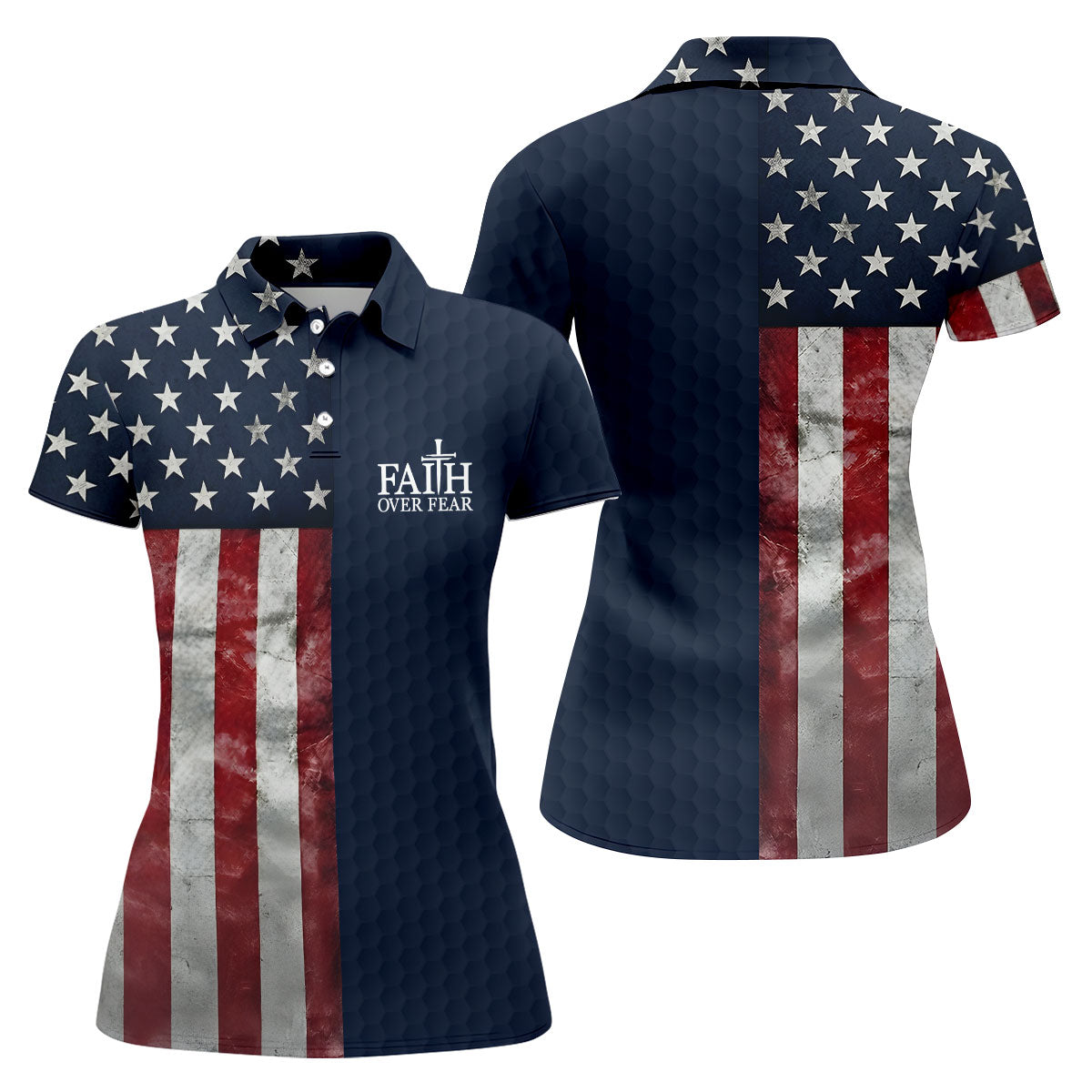 Faith Over Fear Patriotic Golf Shirt, 4th Of July Golf Shirt, 250 Celebration Golf Shirt For Women