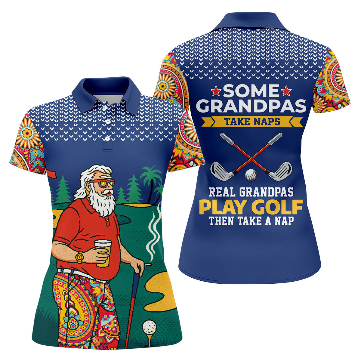 Real Grandpas Play Golf Then Take A Nap Funny Golf Shirt, Ladies Golf Shirts, Golf Shirt For Women