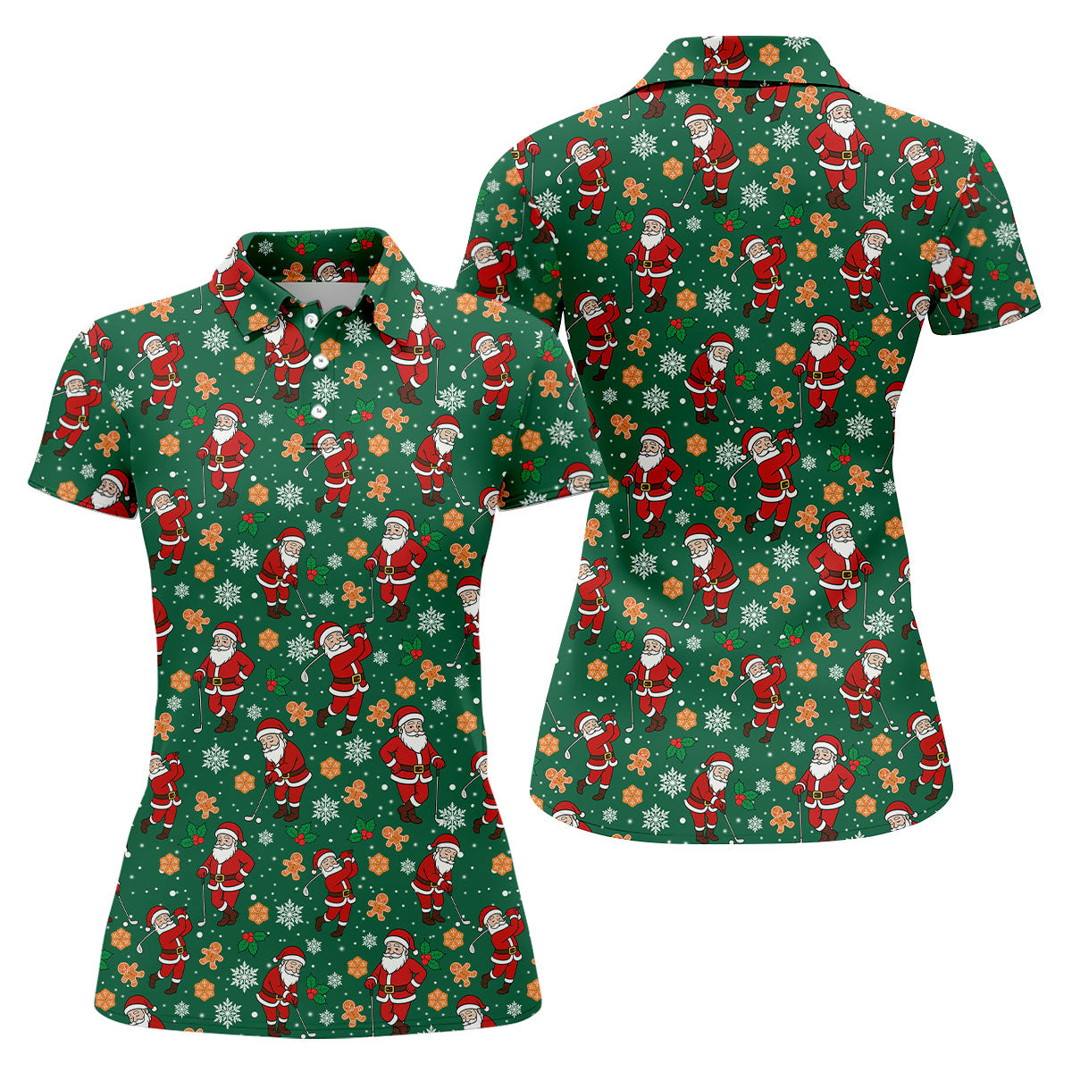 Golfing Santa Christmas Golf Shirt, Women's Golf Tops, Ladies Golf Shirts, Golf Gift For Ladies
