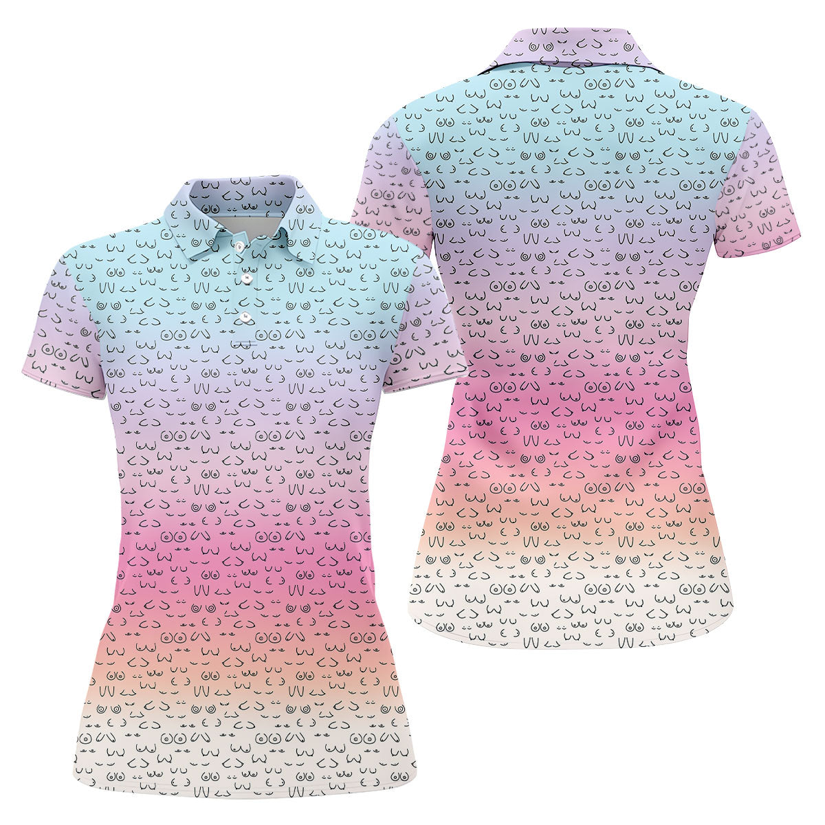 Funny Adult Humor Ombre Color Women's Golf Shirts, Ladies Golf Shirts, Womens Golf Gifts