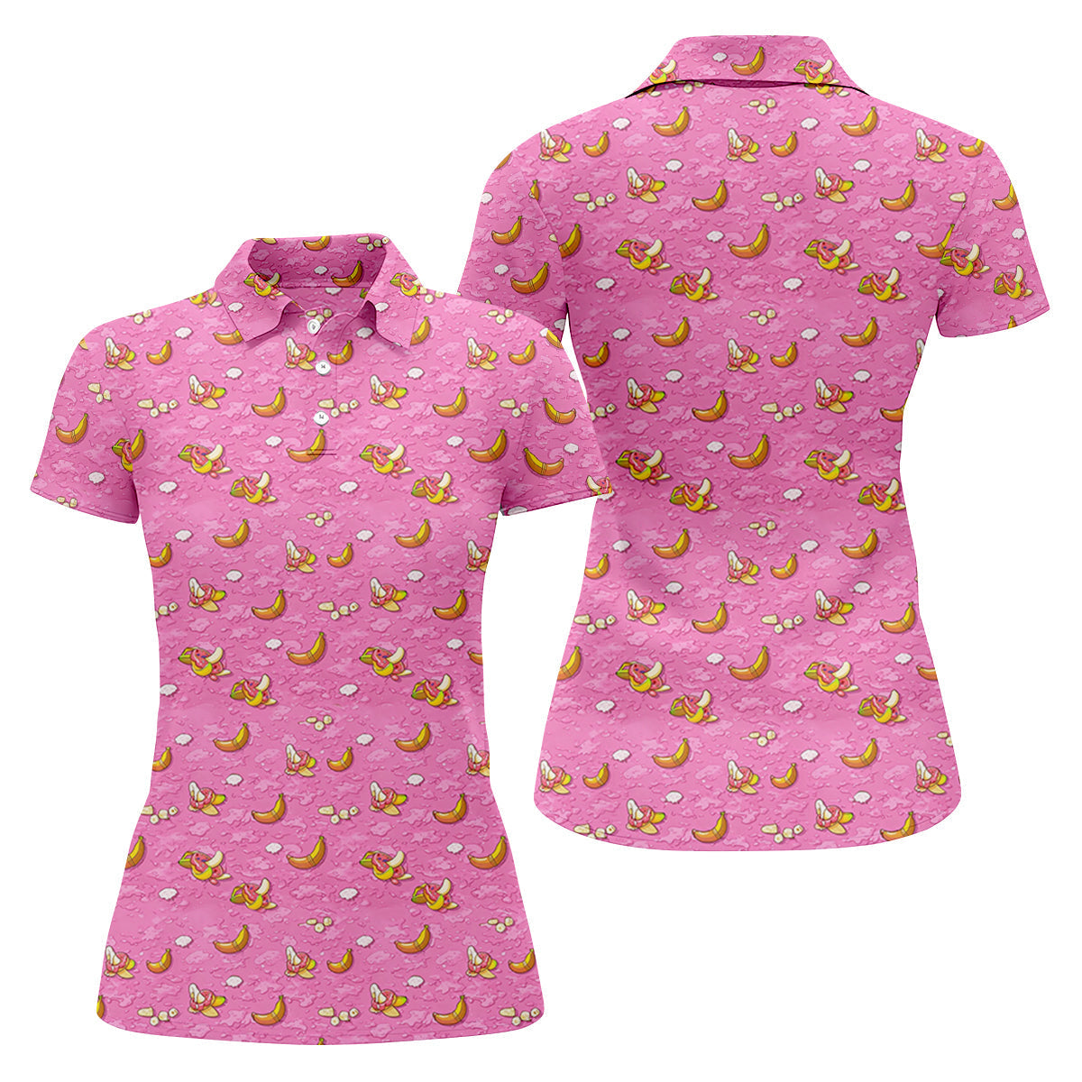 Banana And Donut Dirty Humor Pink Golf Shirt, Fun Women's Golf Shirts, Valentines Golf Gift, Ladies Golf Polos