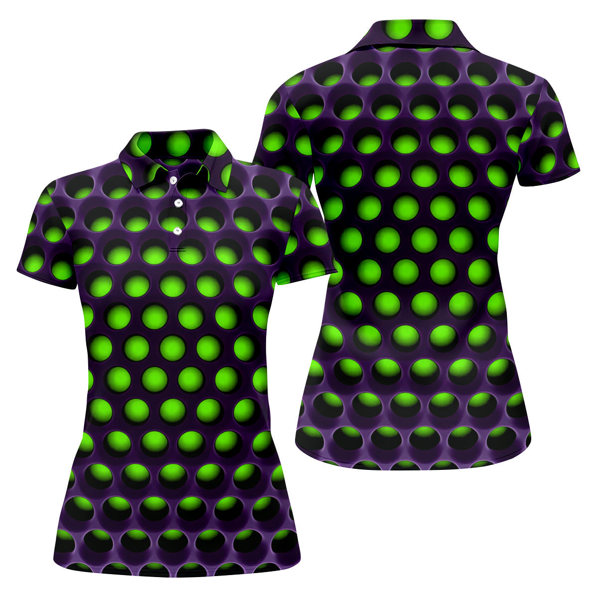 3D Effect Circular Pattern Green Golf Shirt, Cool Golf Outfit, Women Golf Top, Ladies Golf Shirts