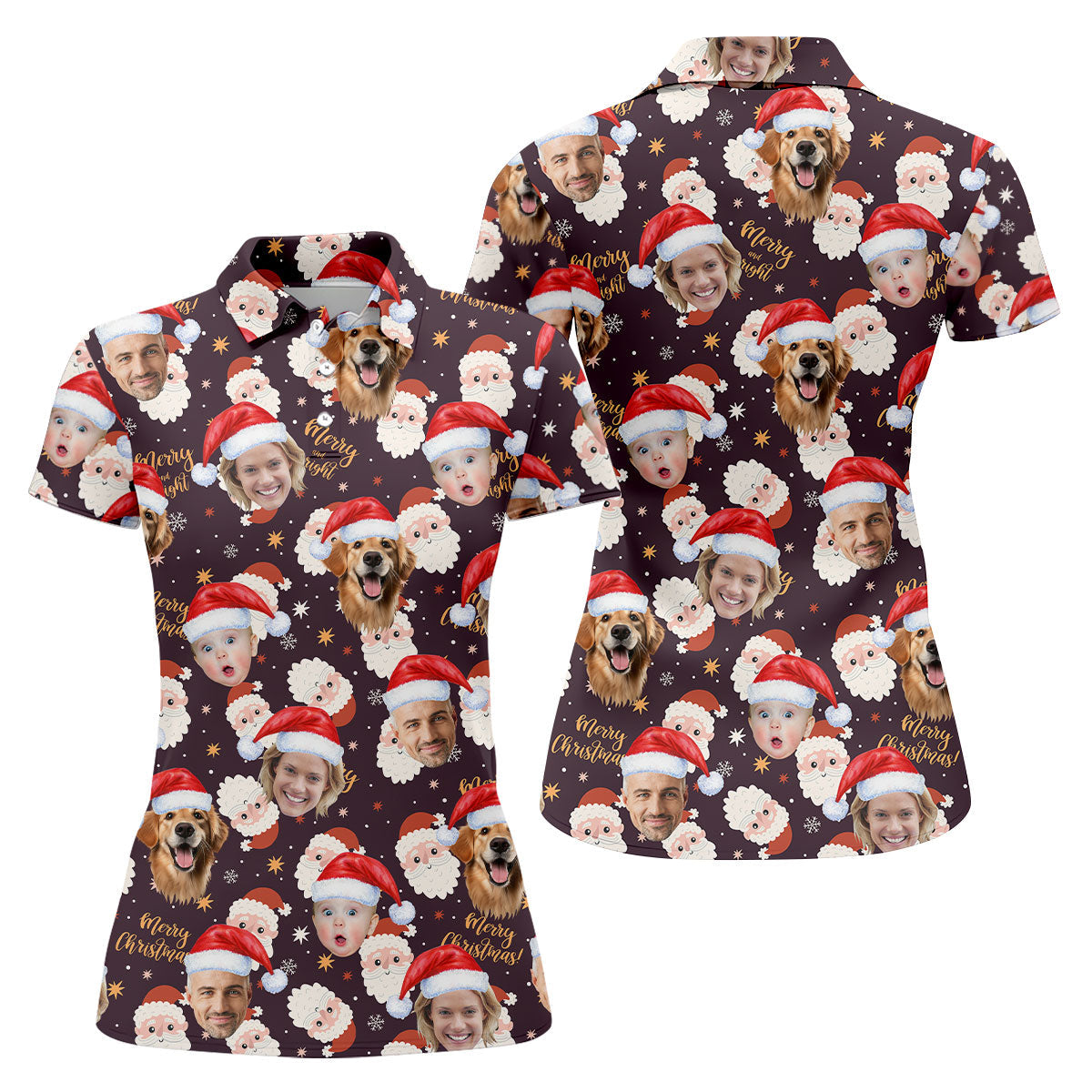 Custom Face Merry Christmas Santa Christmas Golf Shirt, Ladies Golf Shirts, Golf Gifts For Women