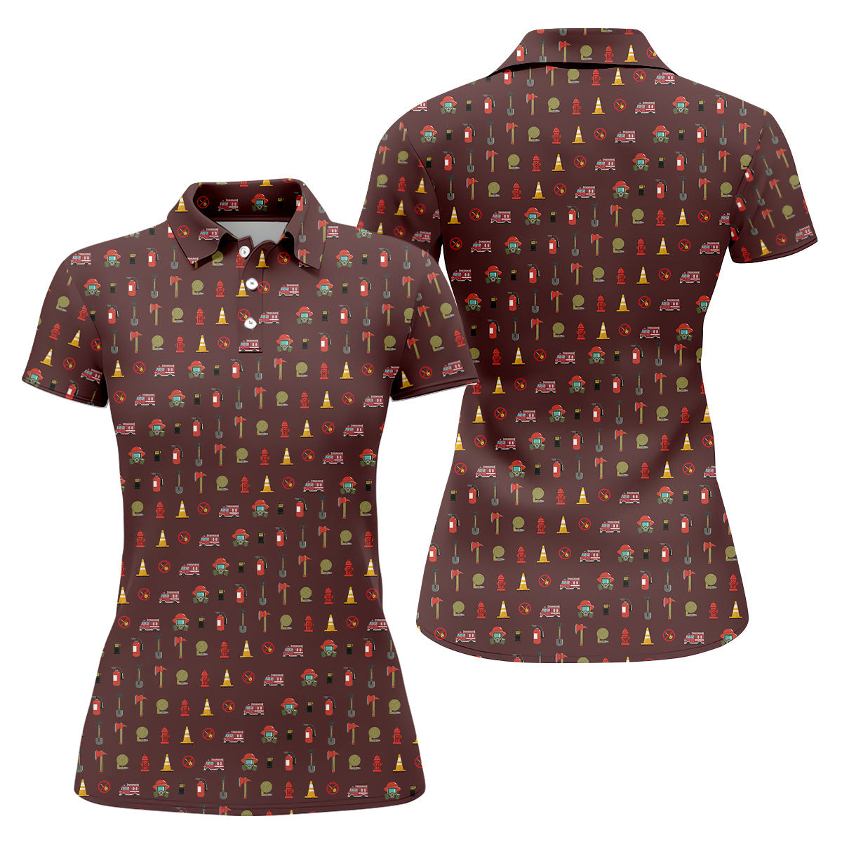 Fireman Patter Fun Women's Golf Shirts, Golf Shirt For Women, Ladies Golf Shirts, Women's Polo Shirt