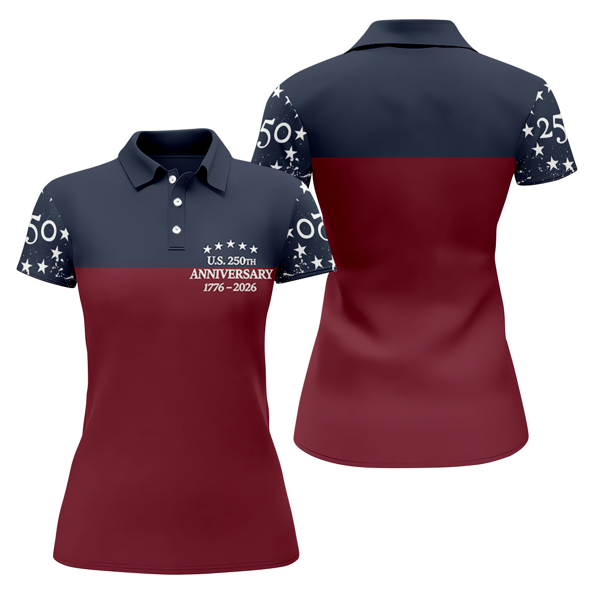US 250th Anniversary 1776-2026 Patriotic Golf Shirt, Women's Golf Tops, Ladies Golf Shirts