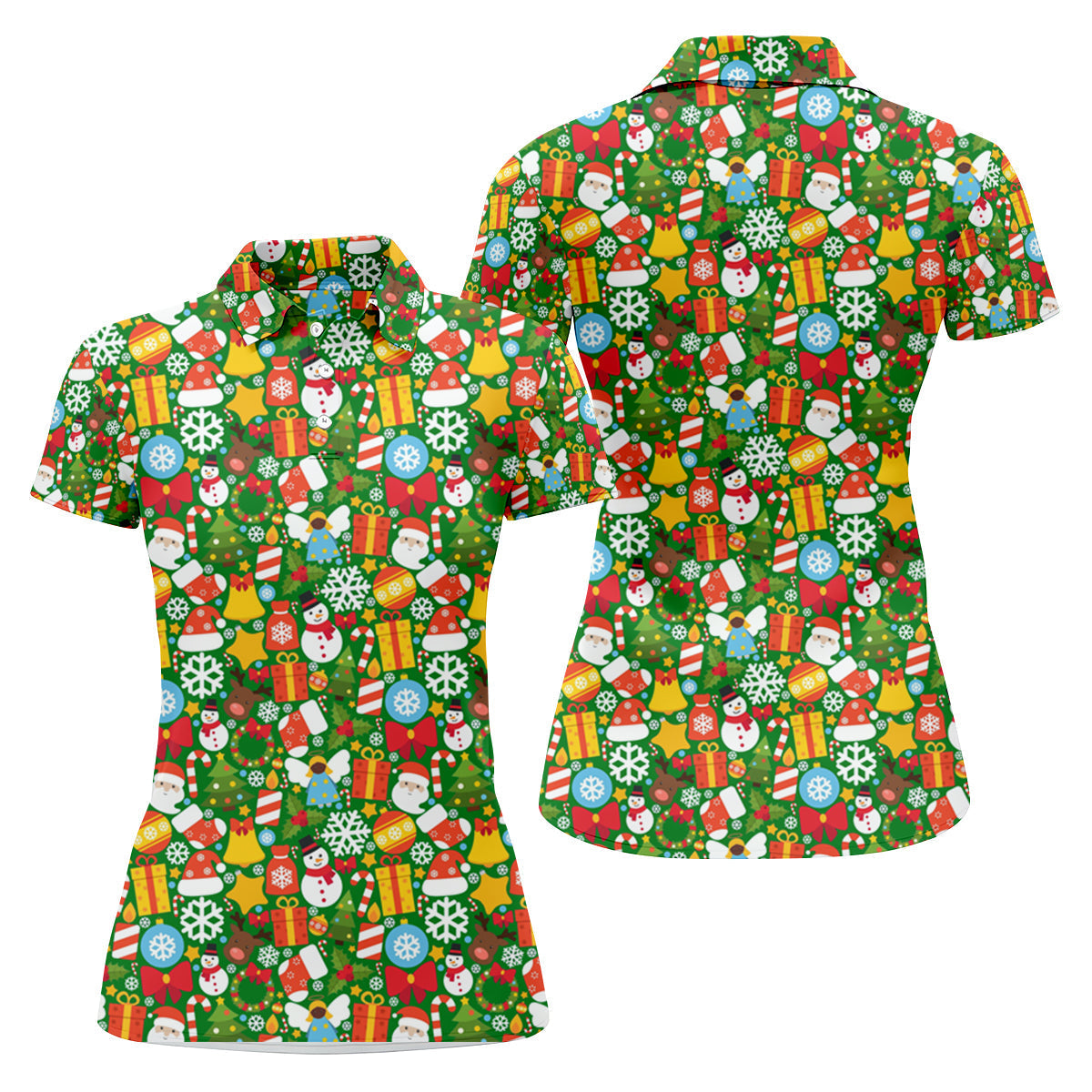 Festive Christmas Green Golf Shirt, Christmas Golf Shirt, Ladies Golf Shirts, Golf Gifts For Women, Golfing Apparel