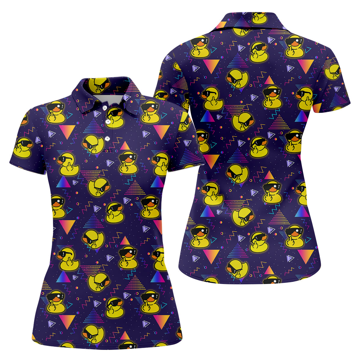 Funny Yellow Duck Sunglasses Golf Shirt, Women's Golf Shirt, Golf Polo For Women, Cute Golf Outfit