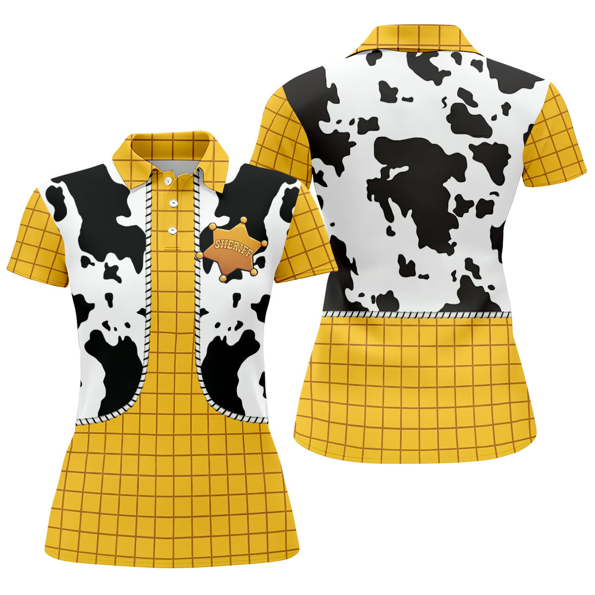 Cowboy Toy Hawaiian Golf Shirt, Cartoon Style Women's Golf Tops, Ladies Golf Shirts