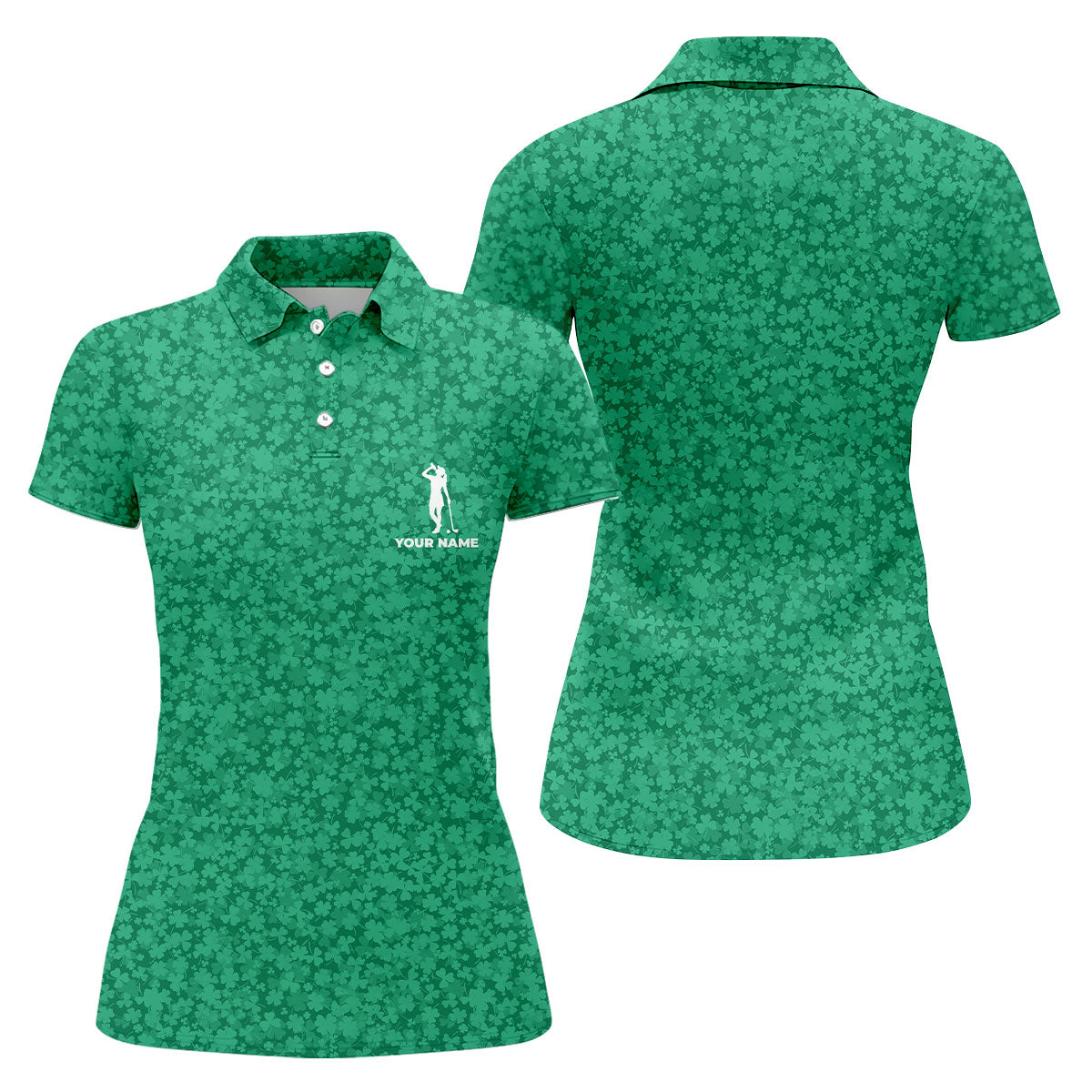 Shamrock Beer Lucky Four Leaf Clover St Patrick Day Golf Shirt, Women's Golf Shirts, Ladies Golf Polos