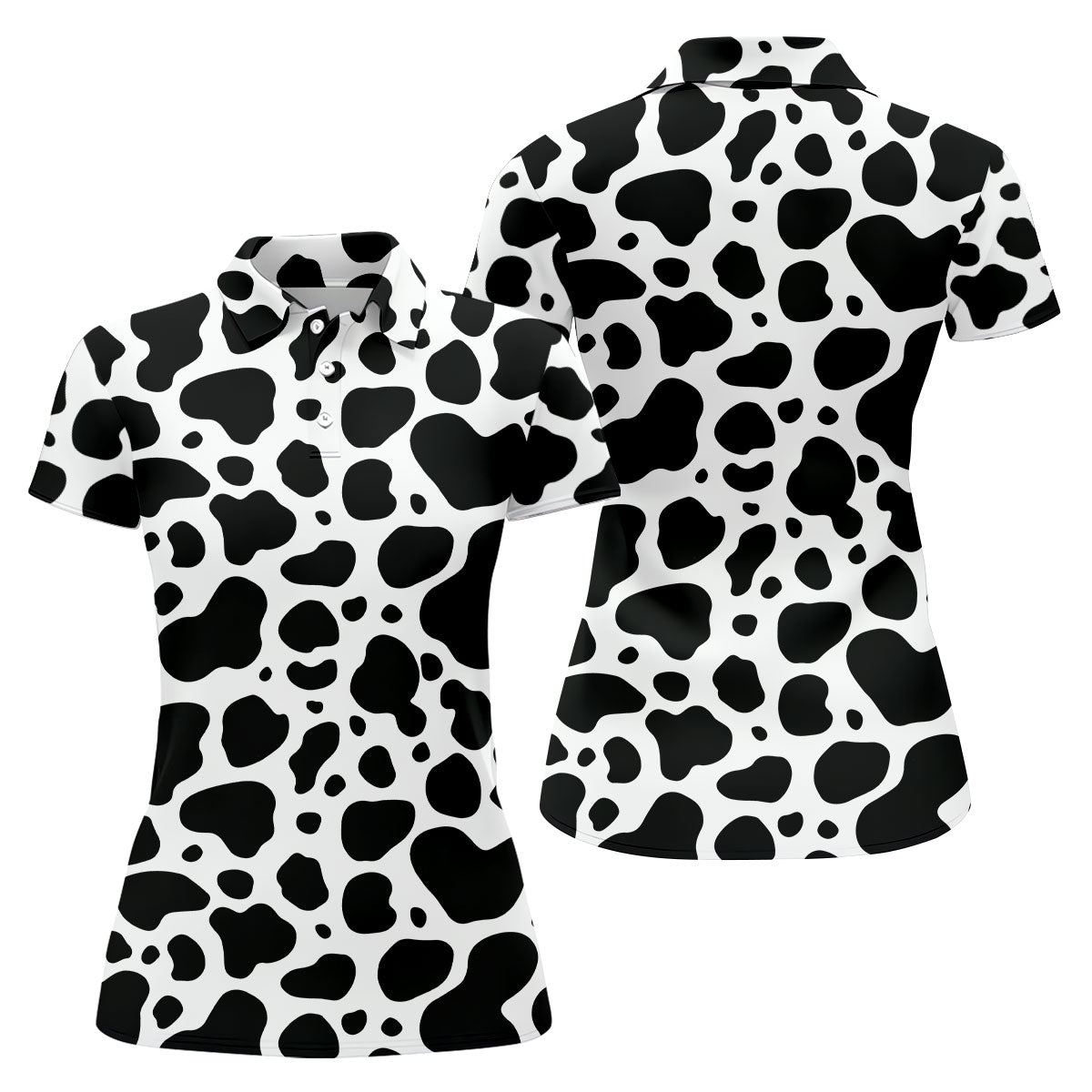 Cowhide Pattern Golf Shirt, Western Ranch Inspired Design, Golf Shirt For Women