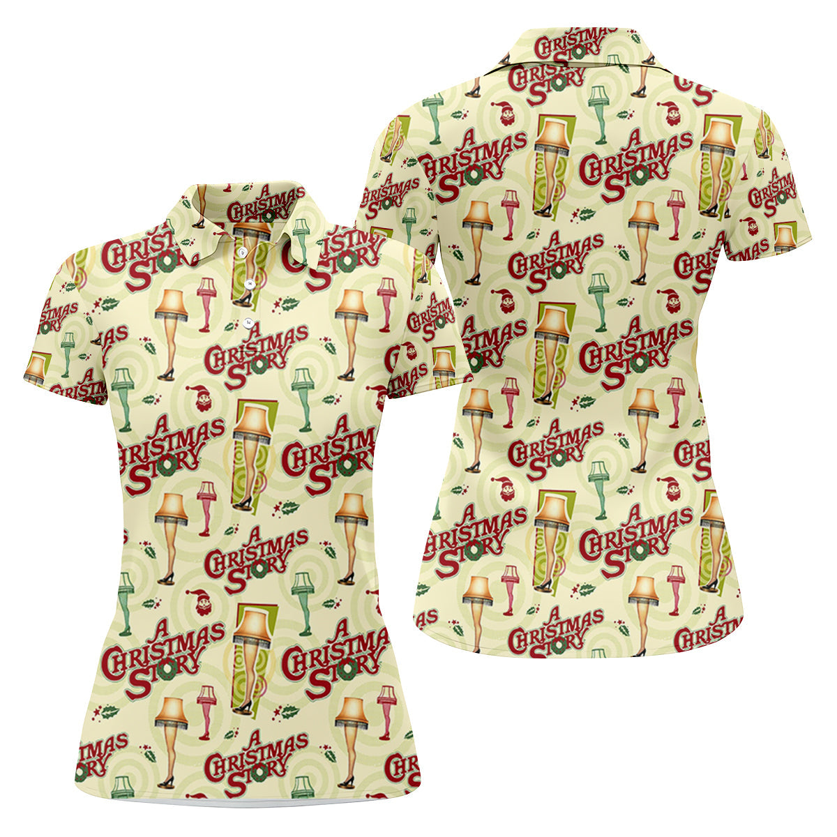 Christmas Story Leg Lamp Women Golf Top, Christmas Golf Shirt, Fun Women's Golf Shirts, Ladies Golf Polos