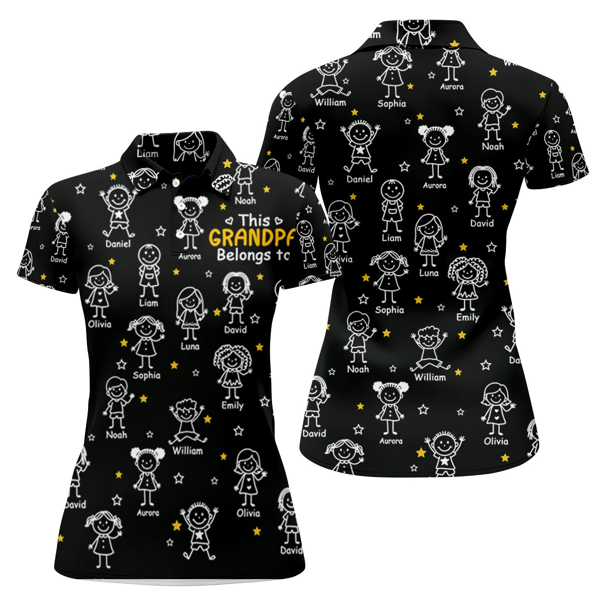 This Grandpa Dad Belongs To Kids Pet Black Golf Shirt, Ladies Golf Tops, Women Golf Top, Golfing Apparel