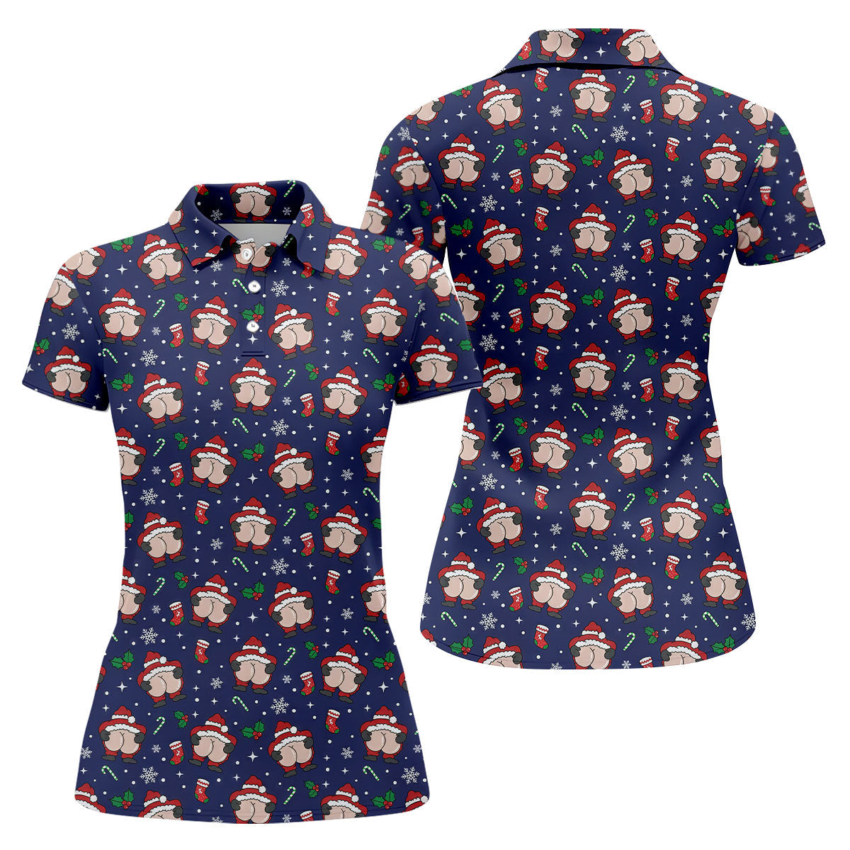 Funny Santa Christmas Women Golf Top, Christmas Golf Shirt, Ladies Golf Shirts, Golfing Apparel