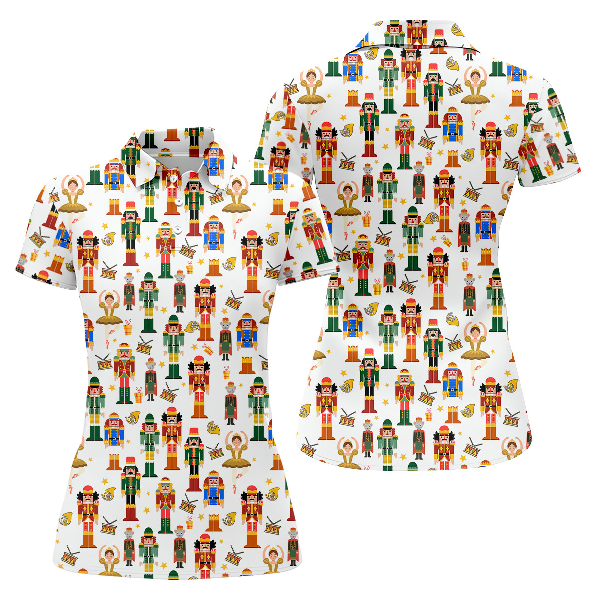 Nutcracker Christmas Women's Golf Shirts, Cute Women's Golf Clothes, Christmas Golf Shirt, Golfing Apparel