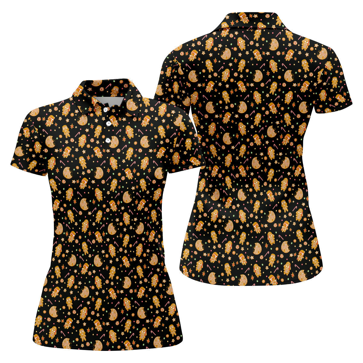 Funny Gingerbread Villain Character Ladies Golf Tops, Christmas Golf Shirt, Women's Golf Gifts