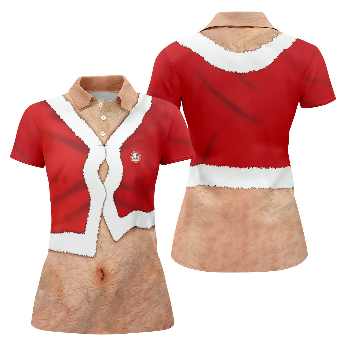 Funny Santa Costume Golf Polo ShirtChristmas Golf Shirt, Ladies Golf Shirts, Golf Gifts For Women