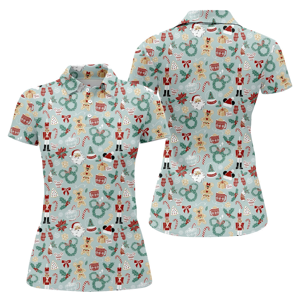 Cute Cartoon Christmas Sweets Women's Golf Tops, Christmas Golf Shirt, Ladies Golf Shirts, Women's Golf Gifts
