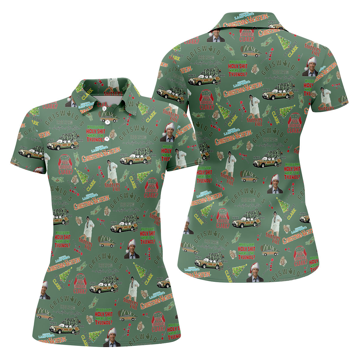 Tree Farm Moss Green Christmas Golf Shirt, Fun Women's Golf Shirts, Ladies Golf Polos