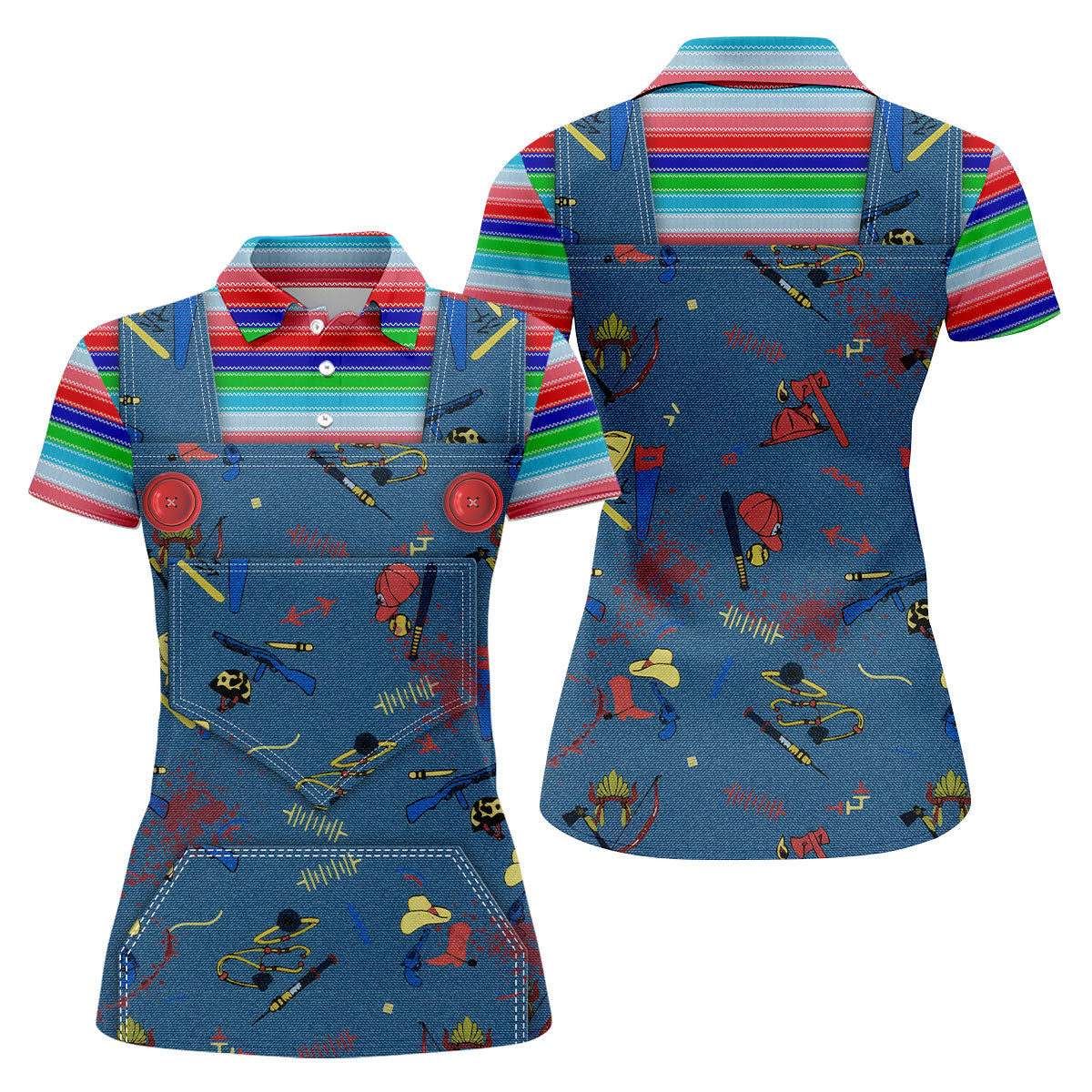 Creepy Halloween Dolls Women Golf Top, Horror Cosplay Fun Women's Golf Shirts, Ladies Golf Shirts