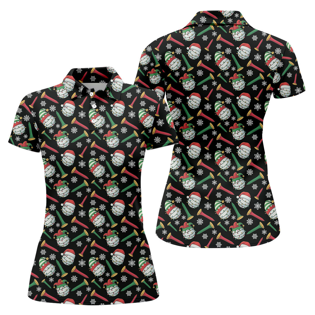 Funny Golf Ball Christmas Golf Shirt, Women's Golf Tops, Ladies Golf Shirts, Christmas Golf Gift