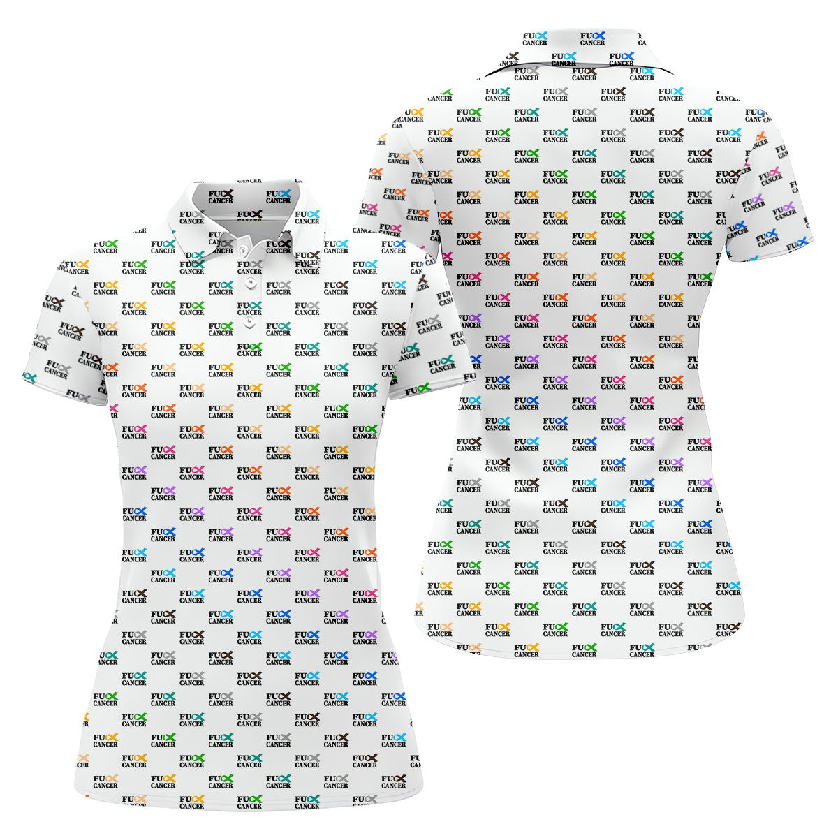 Cancer Awareness Fun Women's Golf Shirts, Cancer Survivor Shirt, Ladies Golf Shirts, White Polo Women