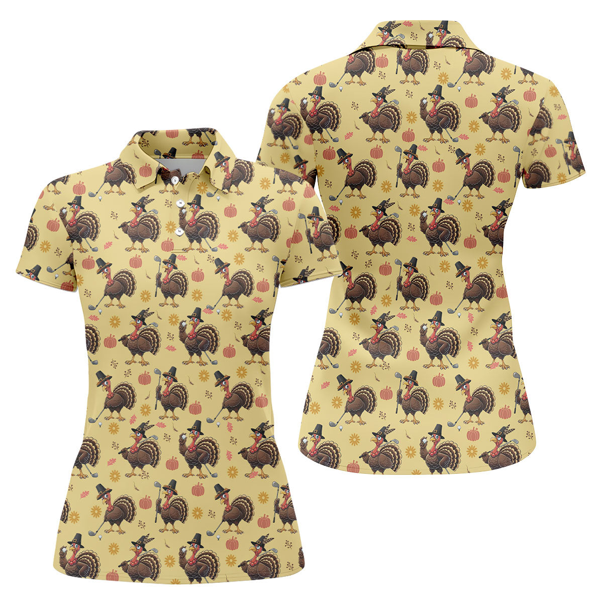 Turkey Thanksgiving Fun Women's Golf Shirts, Ladies Sleeveless Polo, Women's Polo Shirt