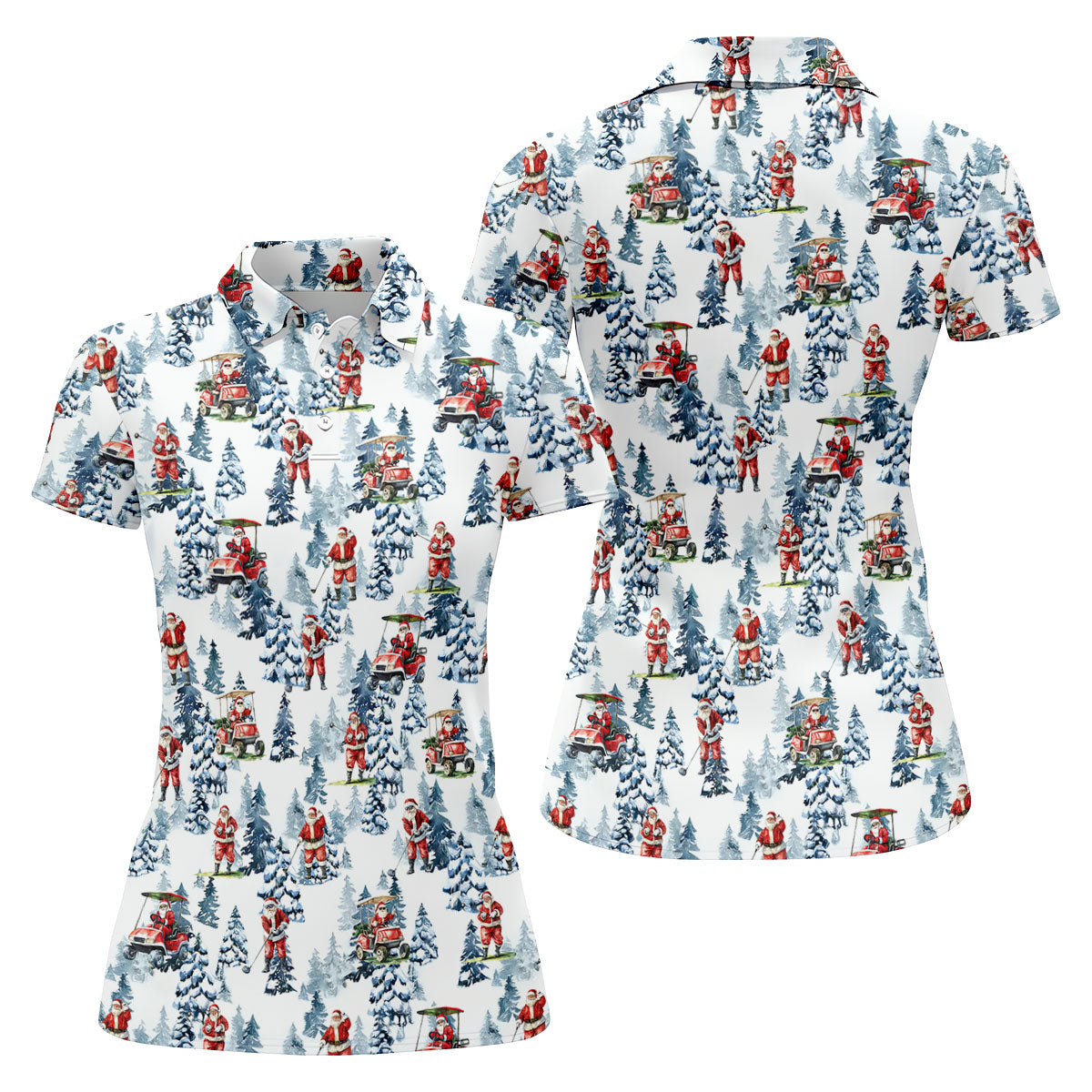 Santa Golfing Women's Golf Tops, Funny Golf Shirts Women, Christmas Golf Shirt, Golf Lover Xmas Gift
