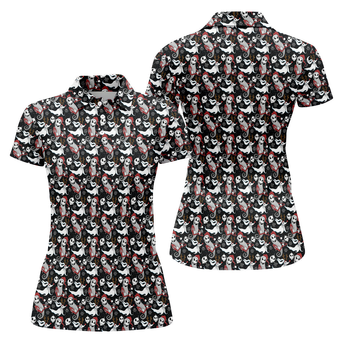 Horror Christmas Black Golf Shirt, Christmas Golf Shirt, Women's Golf Shirts, Ladies Golf Polos