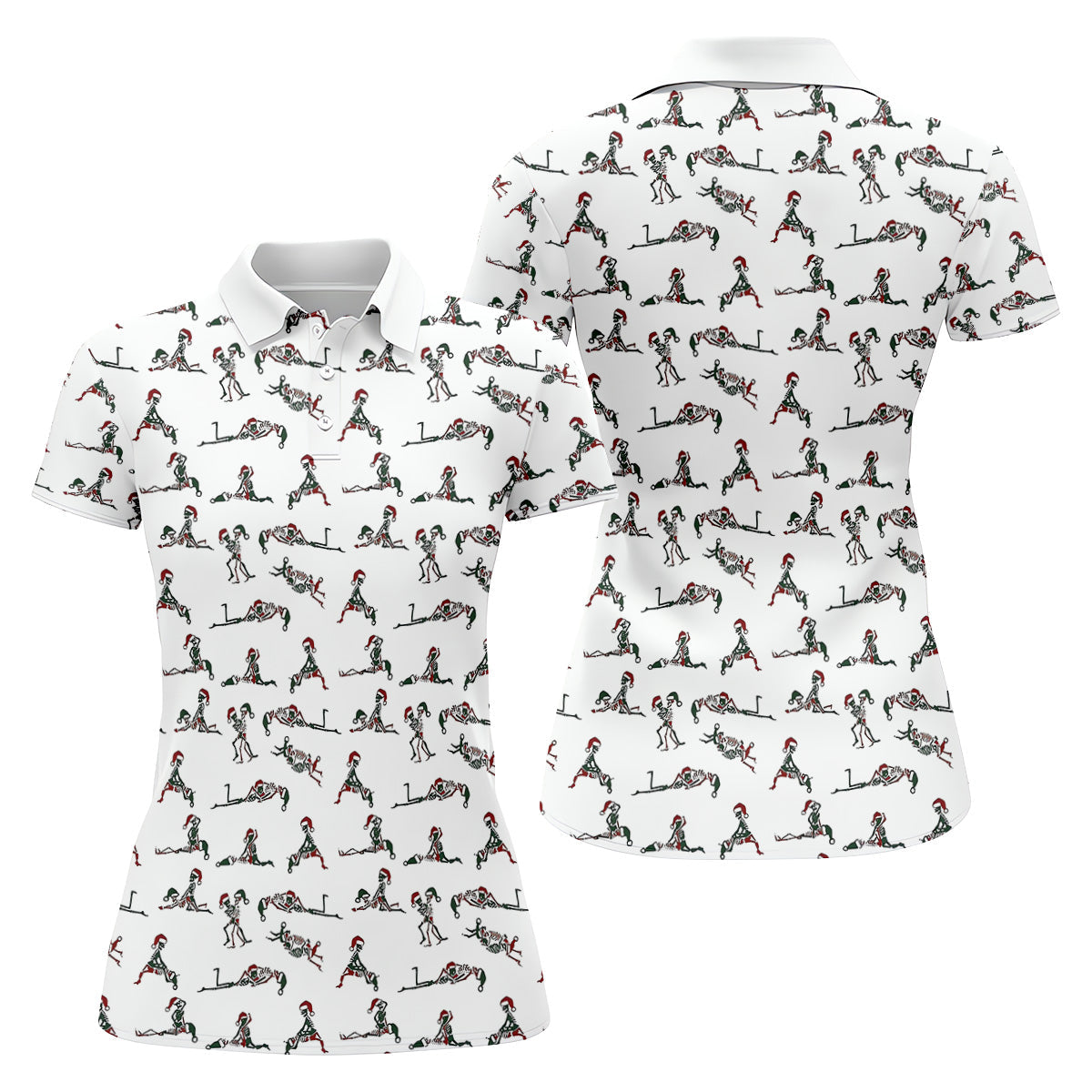 Funny Skeleton Christmas Golf Shirt, Funny Golf Shirts Women, Ladies Golf Tops, Golf Gifts For Women