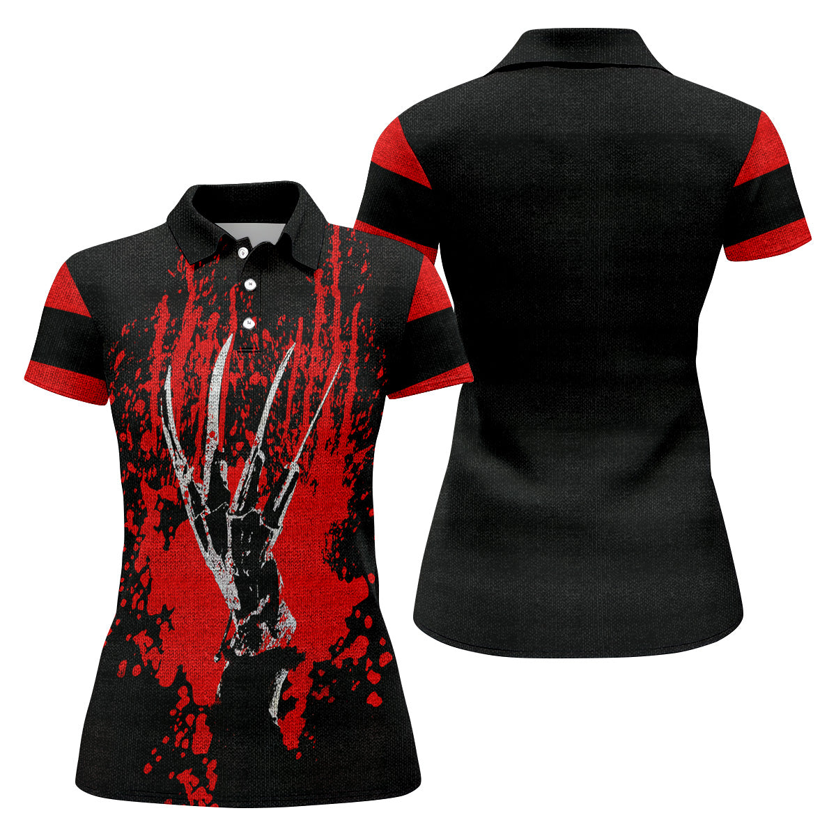 Horror Hand Women's Golf Tops, Horror Movie Golf Polos, Halloween Golf Shirt, Gift For Golfer