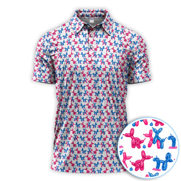 Balloon Dog Pattern Golf Polos, Funny Golf Shirts For Men, Golf Gift For Golfer