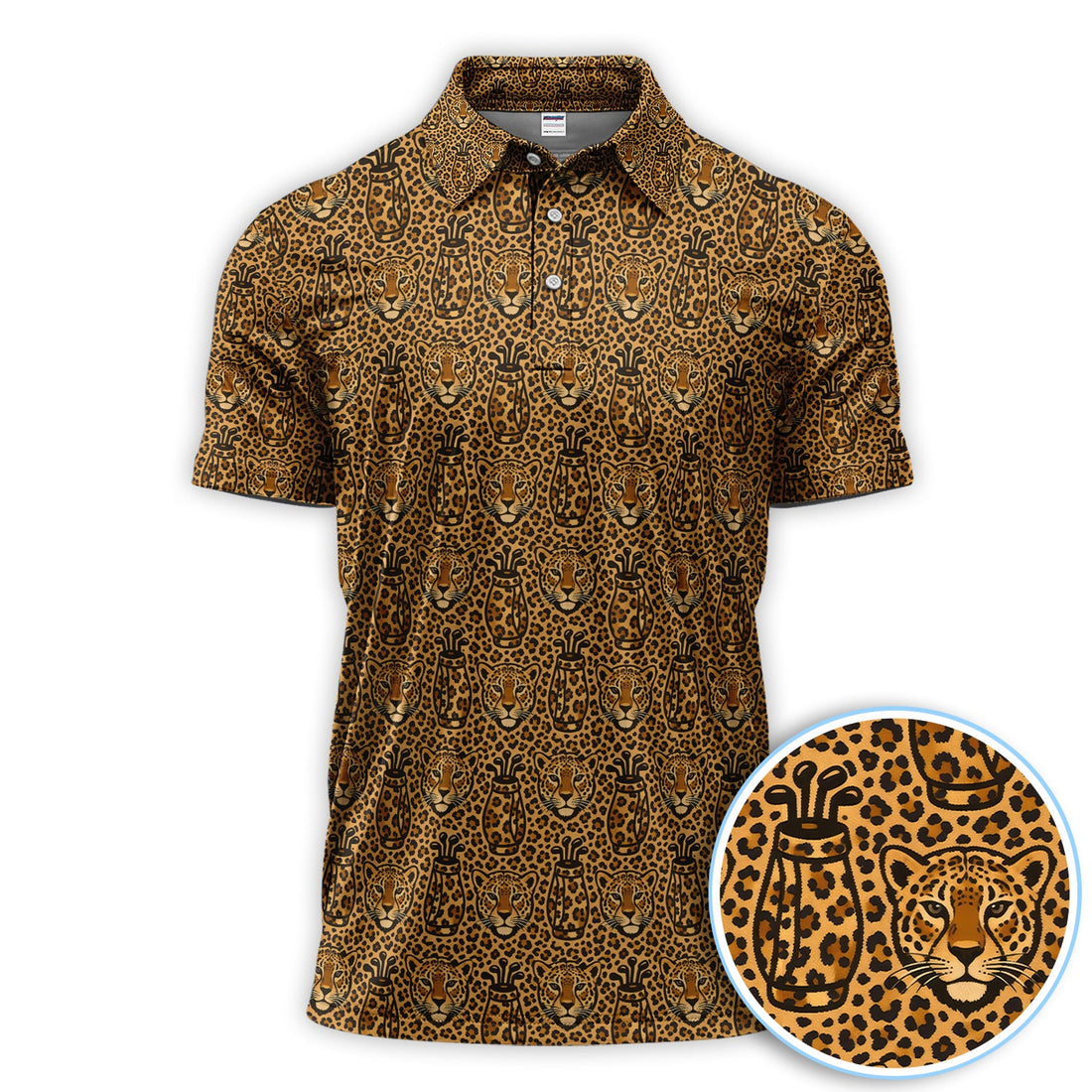 Leopard Pattern Golf Shirt, Crazy Golf Polos, Funny Golf Gift For Golfer