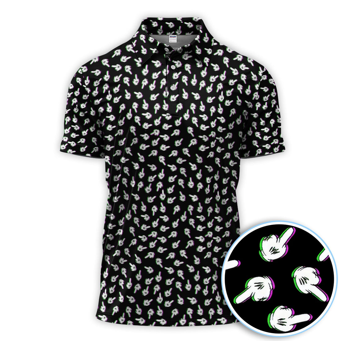 Funny Finger Pattern Golf Shirt, Crazy Golf Polos For Golfer, Golf Outfit For Men
