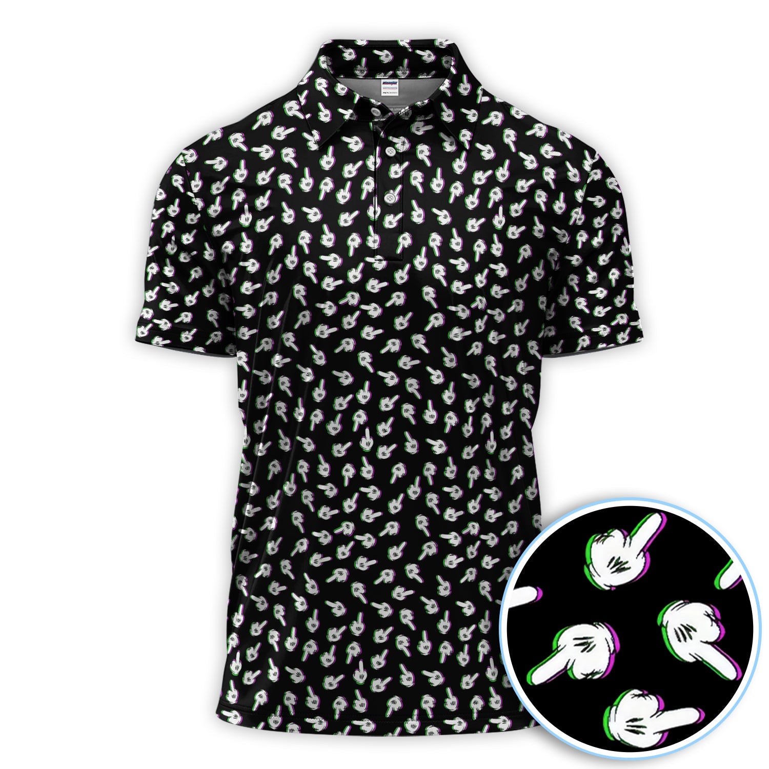 Funny Finger Pattern Golf Shirt, Crazy Golf Polos For Golfer, Golf Outfit For Men