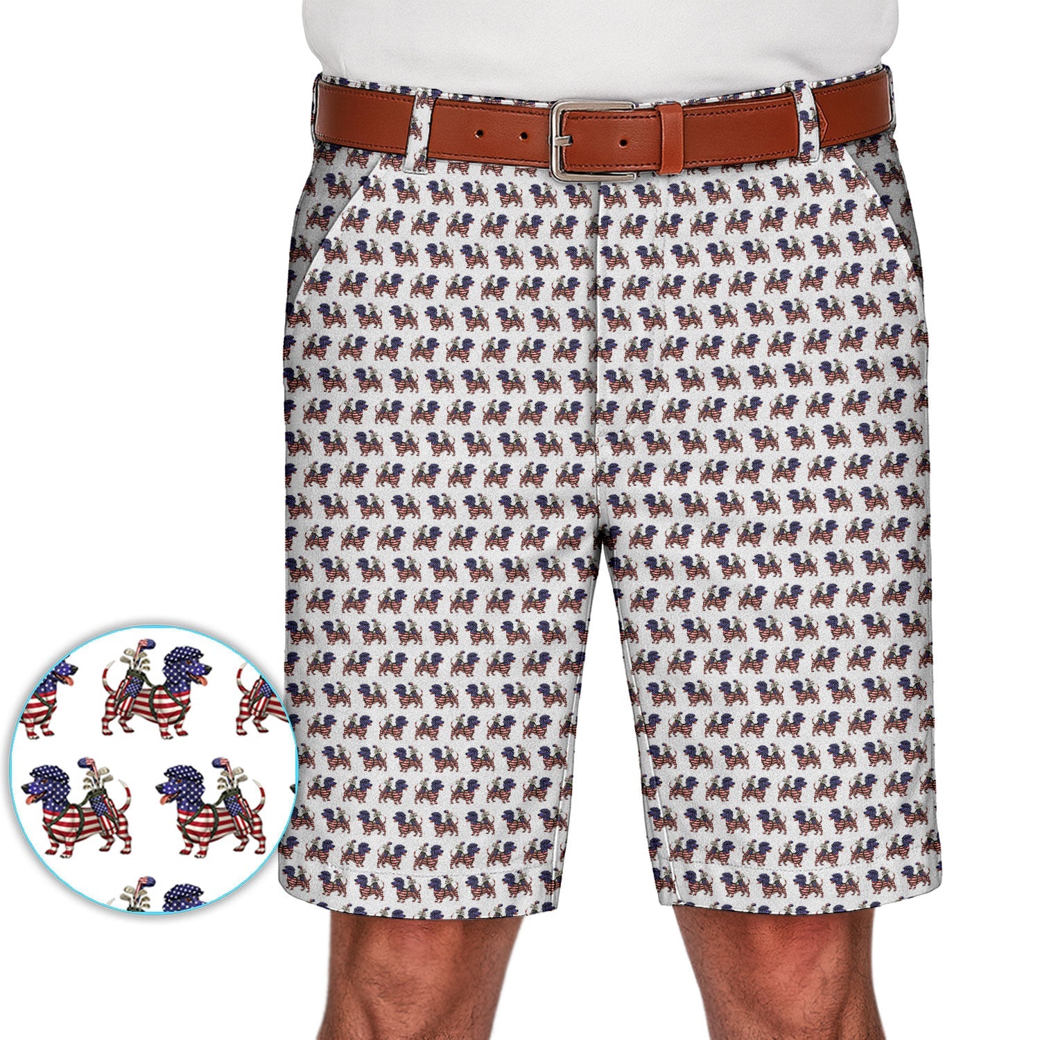 Patriotic Dachshund Golf Set, USA Flag Wiener Dog Pattern Golf Set, Crazy Golf Gift For Golfer