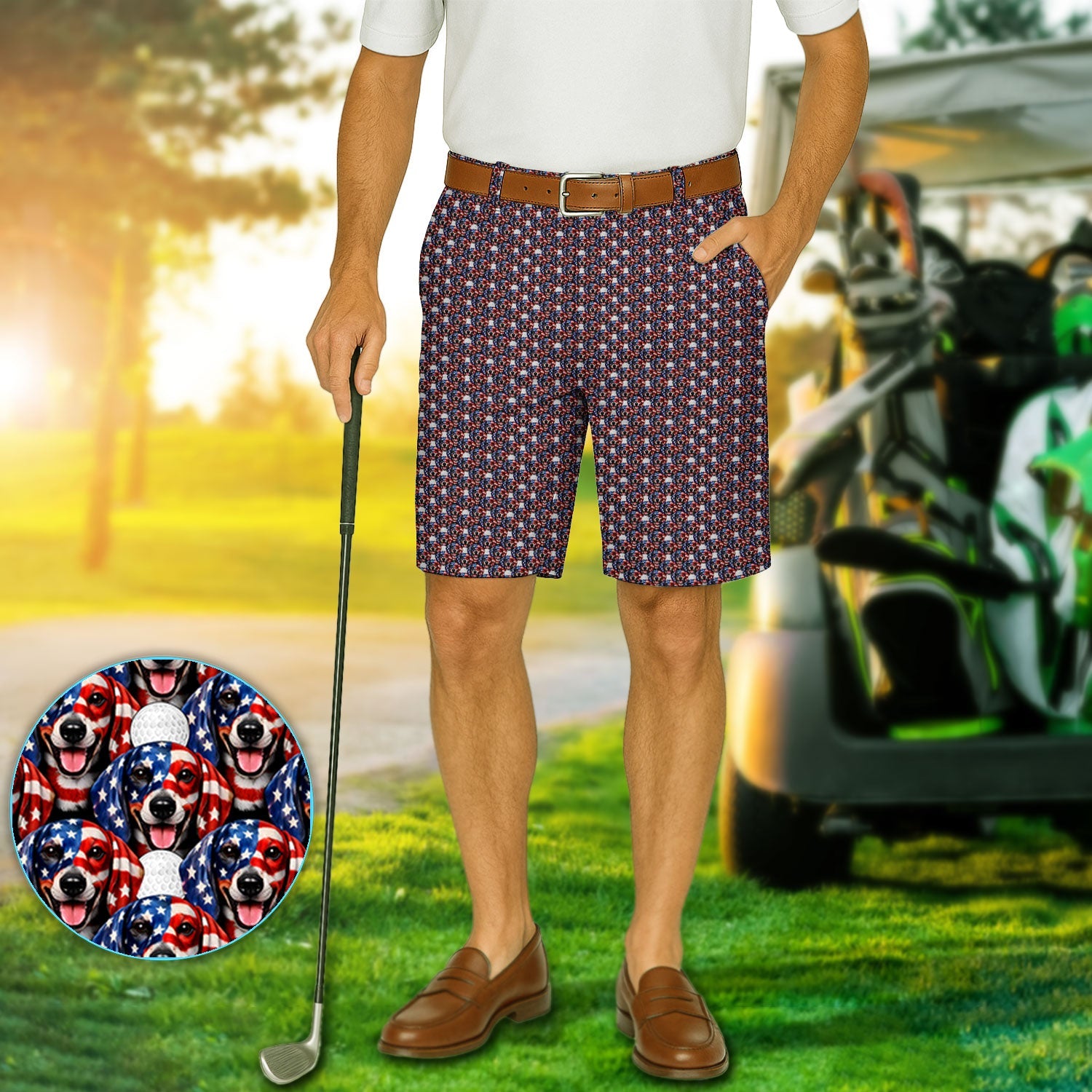 Funny Patriotic Wiener Dog Golf Set, America 250 Dachshund 250th Golf Set, Golf Gift For Men