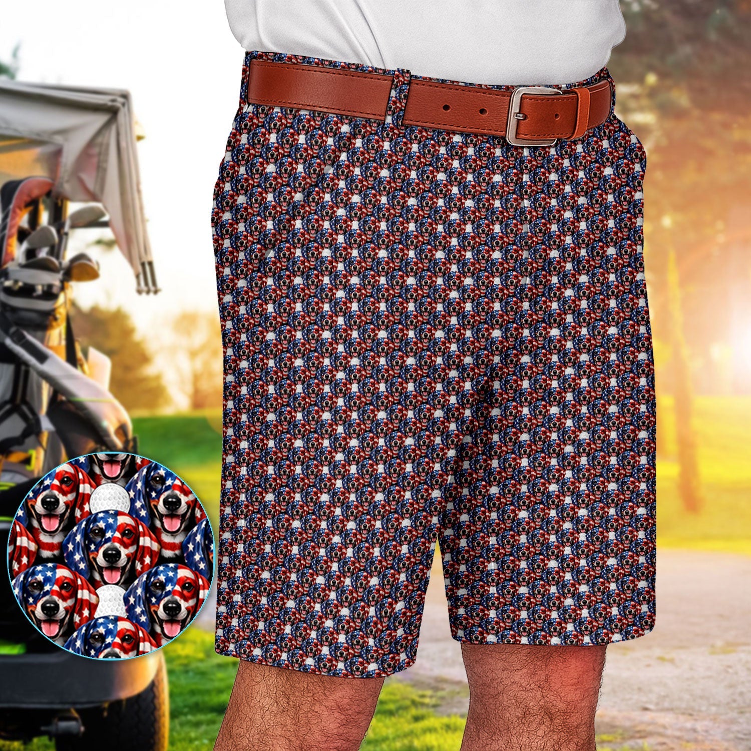 Funny Patriotic Wiener Dog Golf Set, America 250 Dachshund 250th Golf Set, Golf Gift For Men