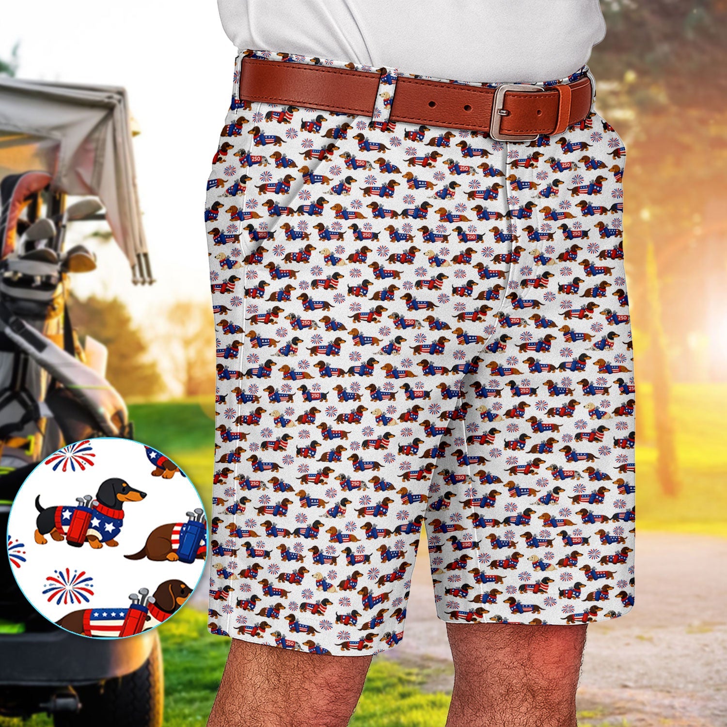 America 250 Dachshund Golf Set, Funny Patriotic Wiener Dog 250th Golf Set, Golf Gift For Men